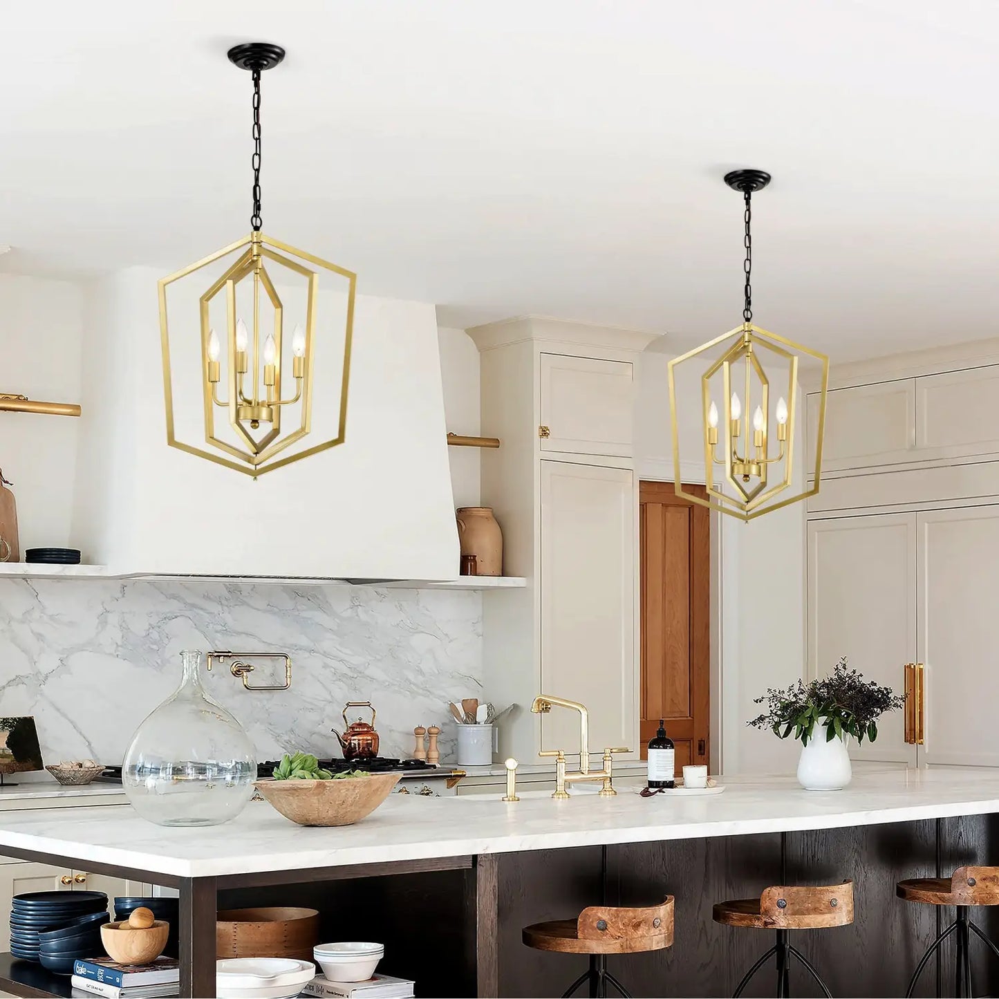 4-ljuss lantlig takkrona hängande lampor pendel med modern design