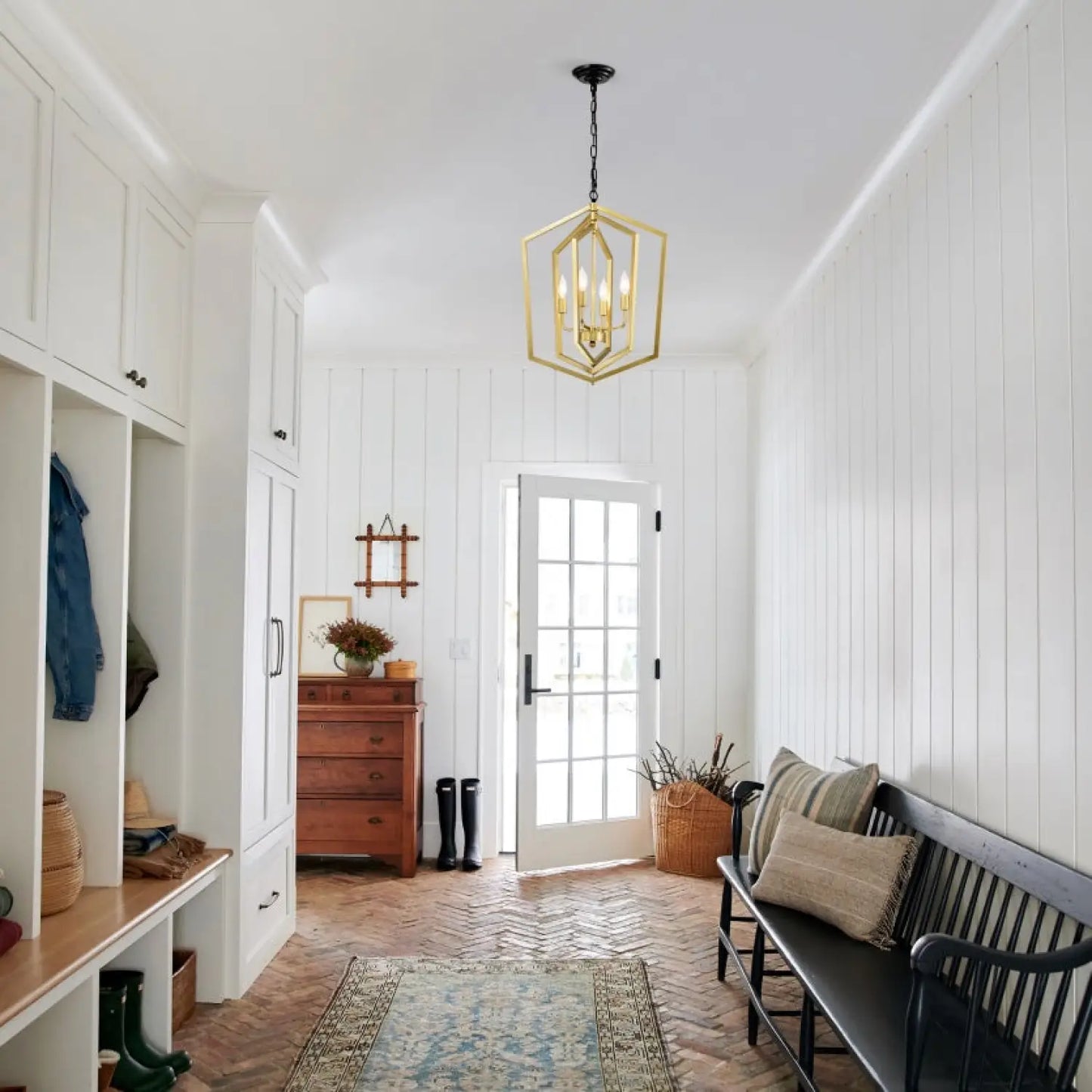 4-ljuss lantlig takkrona hängande lampor pendel med modern design