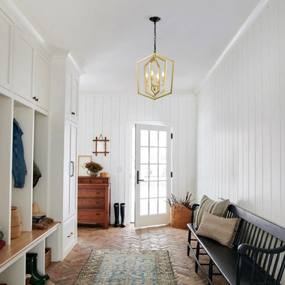 4-ljuss lantlig takkrona hängande lampor pendel med modern design