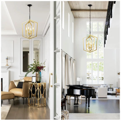 4-ljuss lantlig takkrona hängande lampor pendel med modern design