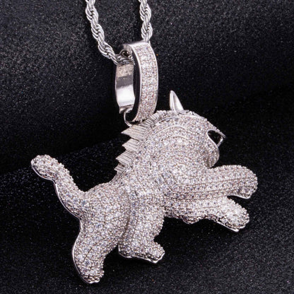 Naszyjnik z zawieszką Hip Hop Leopard z pełnym cyrkoniem dla mężczyzn - stylowa biżuteria dla trendsetterów