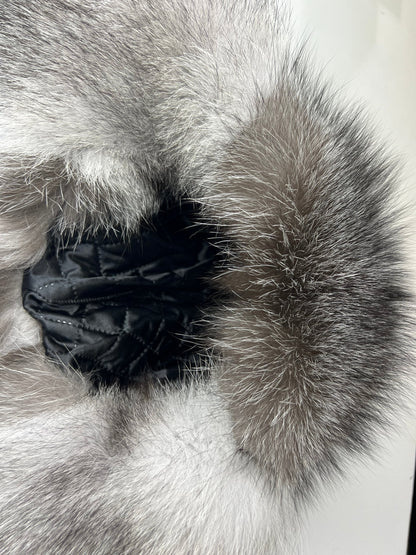 Echt Silberfuchs Pelz Echt Leder Hut