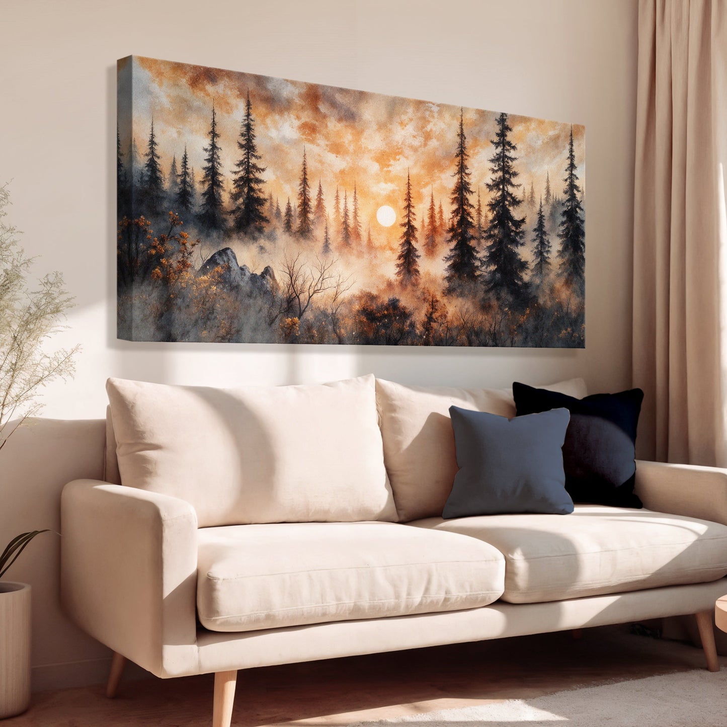 Arte da parete tramonto rustico nella foresta