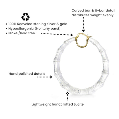 XL Blackberry Lucite Bamboo Hoop Earrings