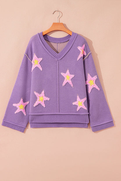 Aubrey szczotkowany sweter oversize z gwiazdą
