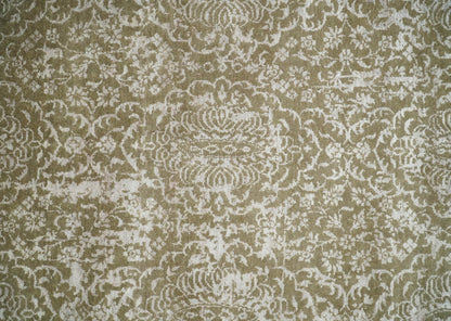 4x6 Fine Hand Knotted Olive and Silver Traditional Vintage Persian Style Antique Wool and SIlk Rug | AGR16