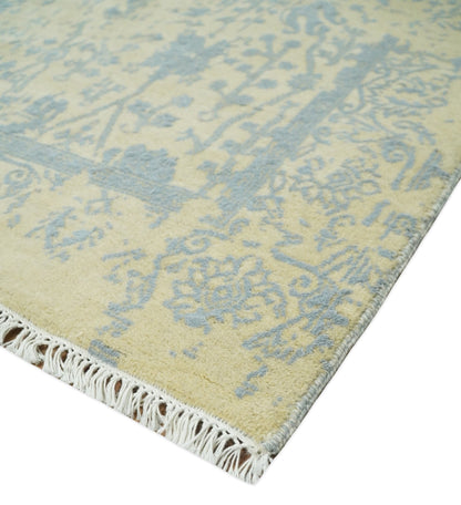 4x6 Fine Hand Knotted Gold and Silver Traditional Vintage Persian Style Antique Wool and Silk Rug | AGR11