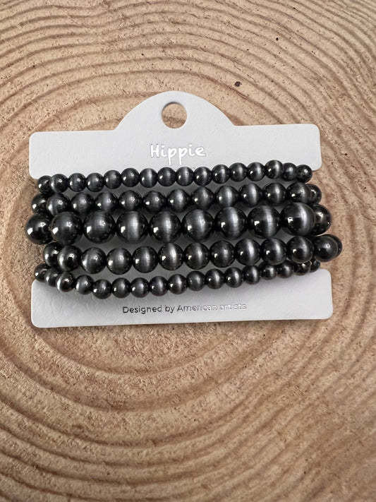 5 för 1 set Falskt Sterling Pärl Stretcharmband - 7 tum armband