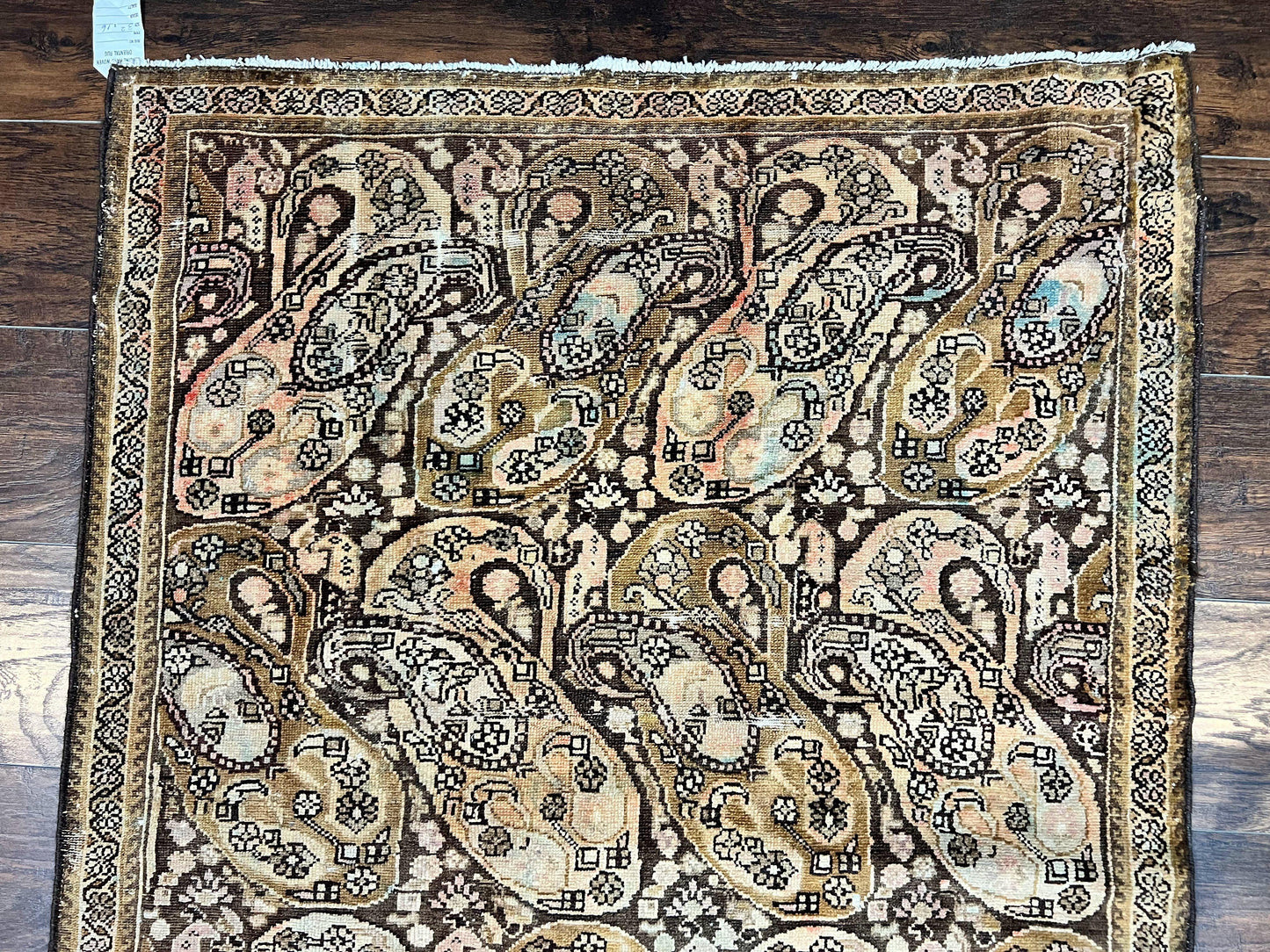 Antique Persian Malayer Runner Rug 3x16, Repeated Boteh Paisley Design, Rare Rug, 1920s Antique Oriental Carpet, Wool Handmade Hand Knotted 3 x 16 ft Rug