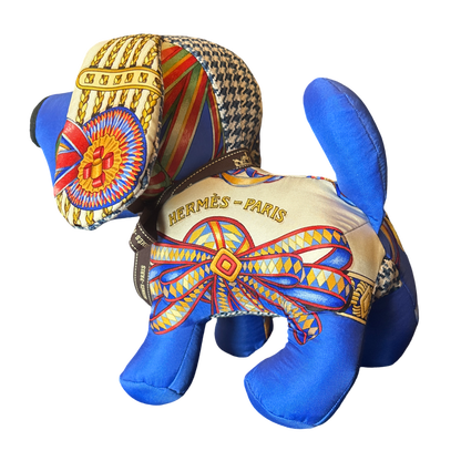 Rubans du Cheval Vintage Silk Scarf Patchwork Puppy