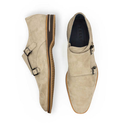 56-105-SND LEGERRA Monkstrap en peau de chèvre suédée, sable