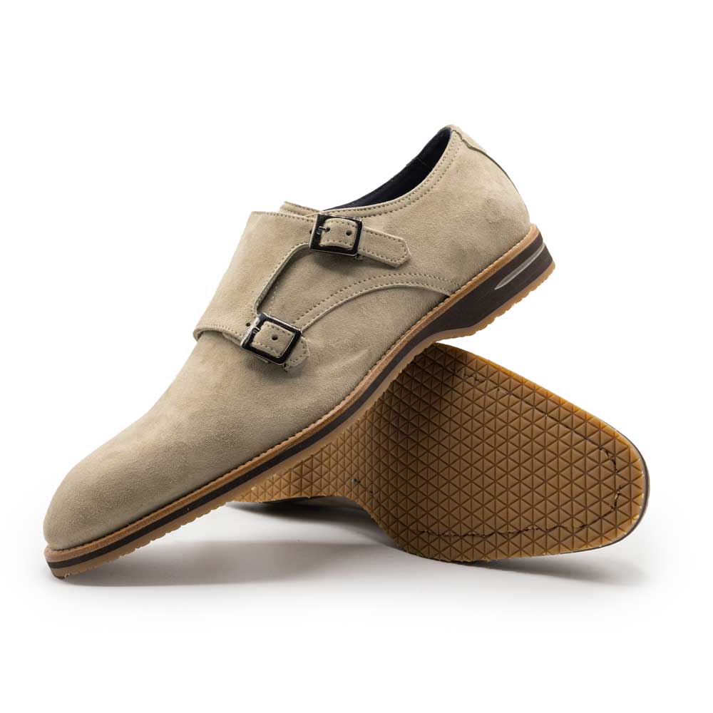 56-105-SND LEGERRA Monkstrap en peau de chèvre suédée, sable