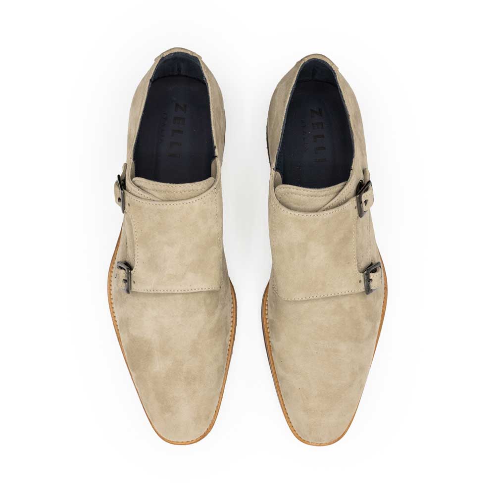 56-105-SND LEGERRA Monkstrap en peau de chèvre suédée, sable