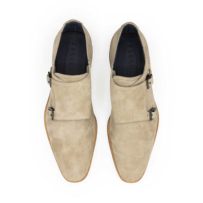 56-105-SND LEGERRA Monkstrap en peau de chèvre suédée, sable