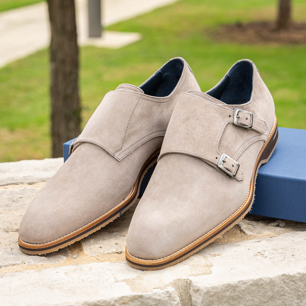 56-105-SND LEGERRA Monkstrap en peau de chèvre suédée, sable
