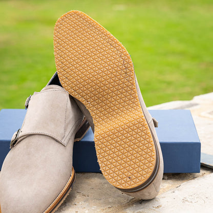 56-105-SND LEGERRA Monkstrap en peau de chèvre suédée, sable