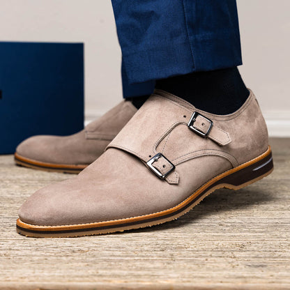 56-105-SND LEGERRA Monkstrap en peau de chèvre suédée, sable