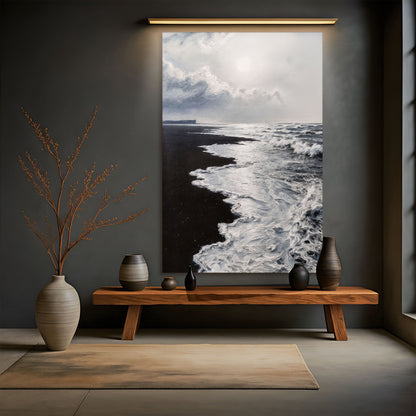Onde astratte in bianco e nero, arte da parete