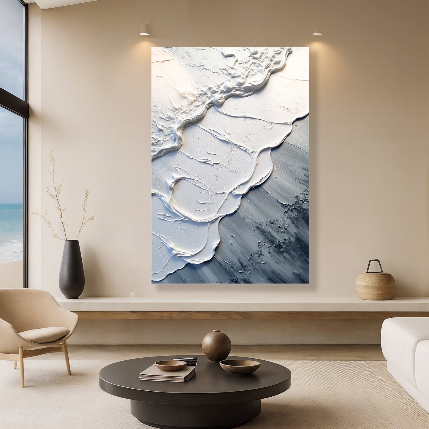 Arte da parete a impasto onda minimalista astratta II