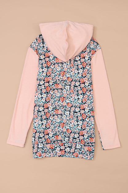 Gemma Floral Hoodie mit halbem Reißverschluss und Kängurutasche