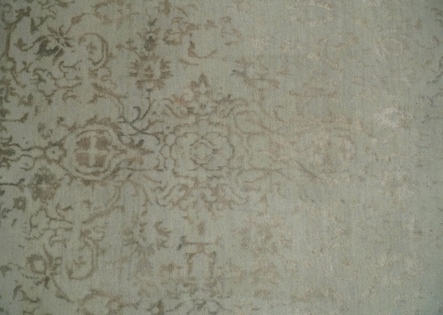 5x7 Fine Hand Knotted Beige and Brown Traditional Vintage Persian Style Antique Wool and Silk Rug | AGR50