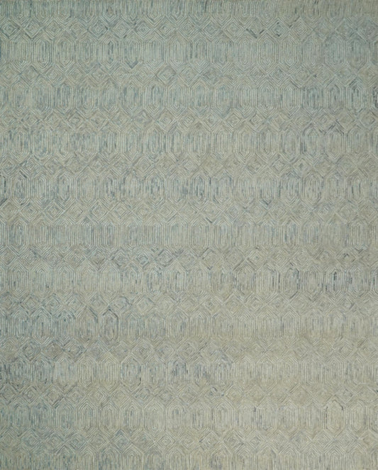 Tappeto moderno artigianale in lana camel e blu 5x8 e 8x10 | EVE004