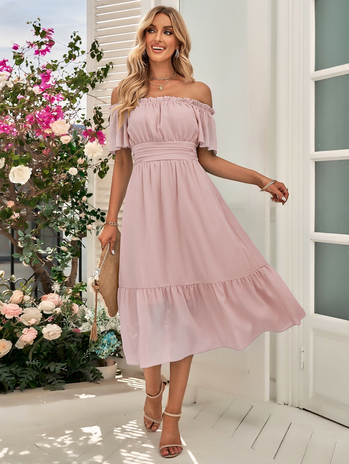 Summer Breeze Off Shoulder High Waist Dress