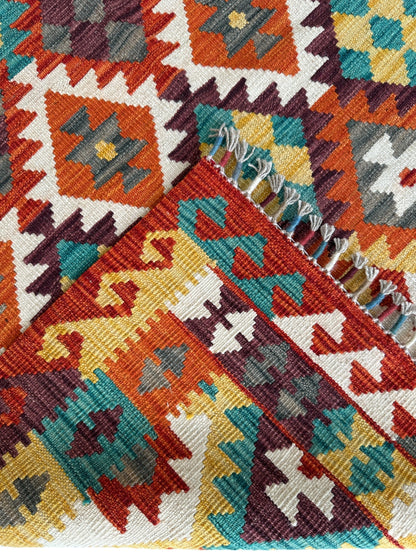 Afghani Maimana Kilim Wool Rug 4’3” x 6’7”