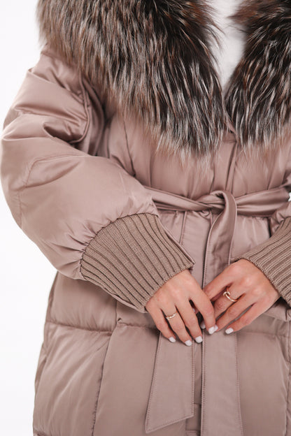 Rei Silver Fox Fully Lined Hood Down Coat in Blush