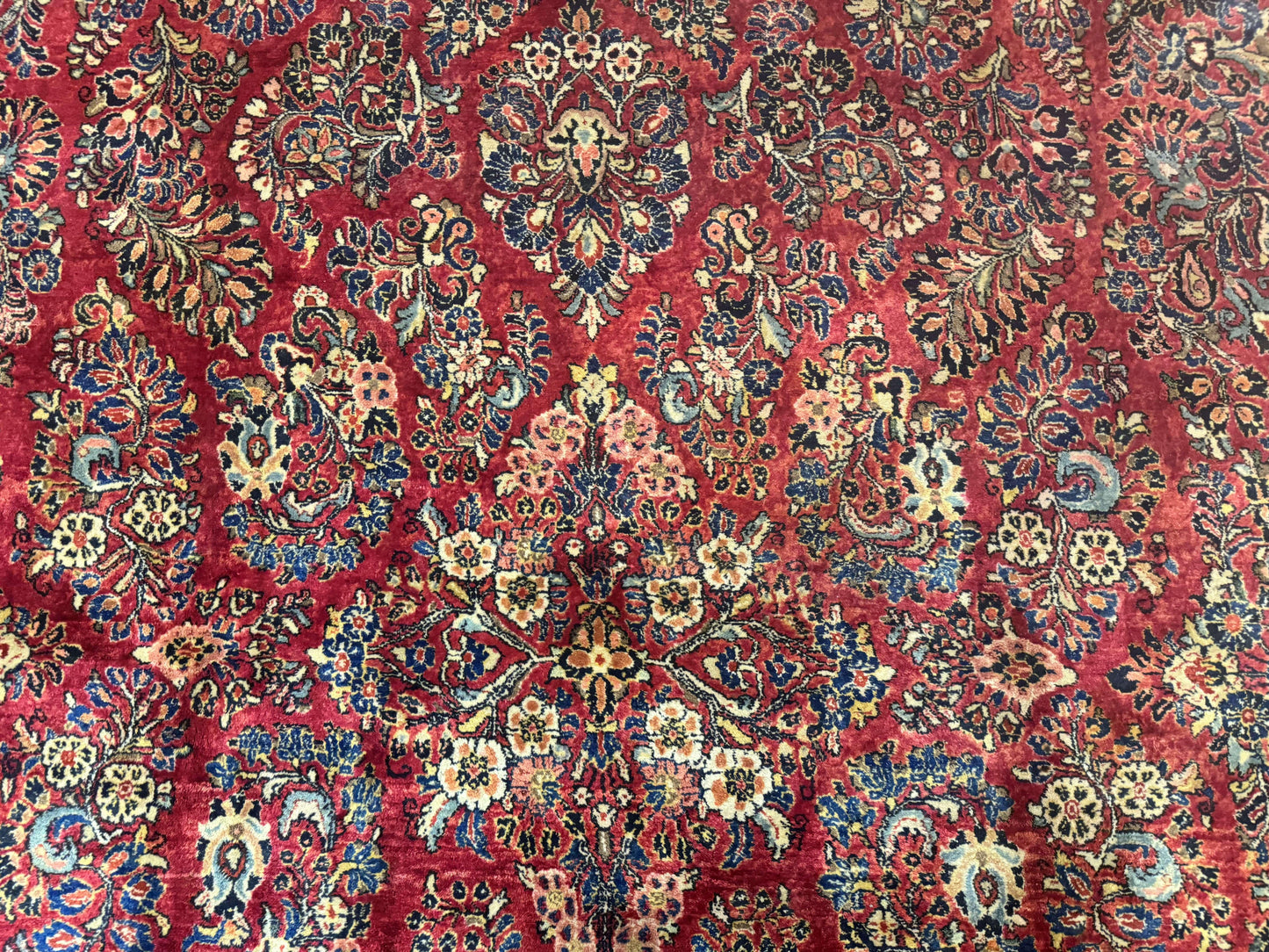 Persian Sarouk Rug 10x18, Palace Size Antique Persian Carpet, Wool, Red, Floral, Handmade Traditional Persian Rug, Extra Large Rug