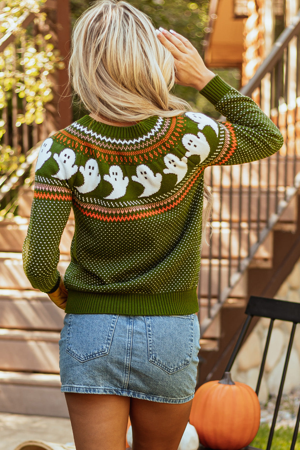 Sweter z wzorem ducha na Halloween Kaylee
