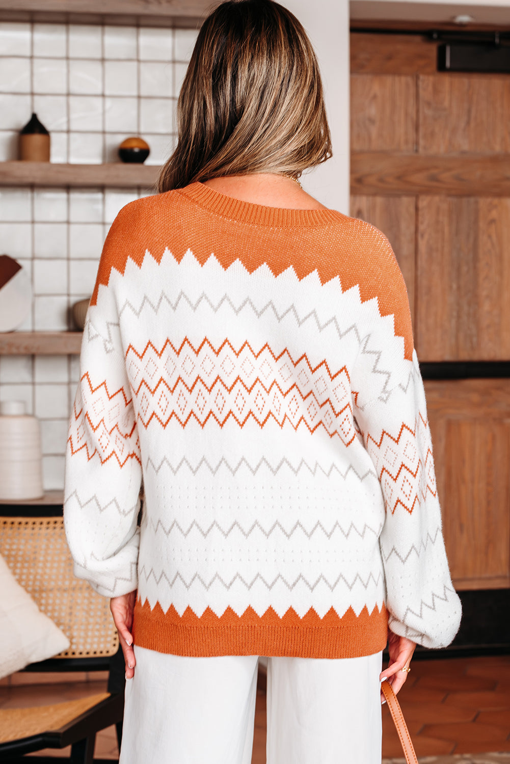 Daphne Zickzack Gestrickter Pullover Sweater