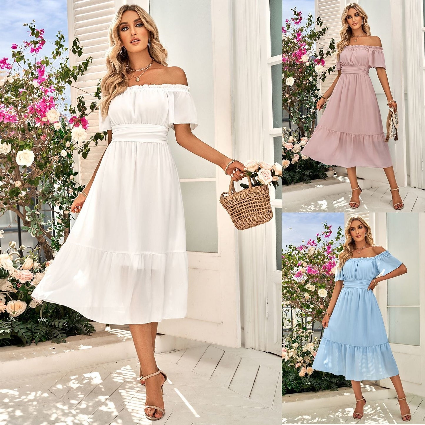 Summer Breeze Off Shoulder High Waist Dress