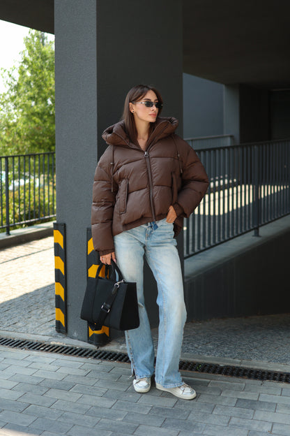 Giacca Imbottita Bio-Piuma Isolata al Cioccolato Fondente