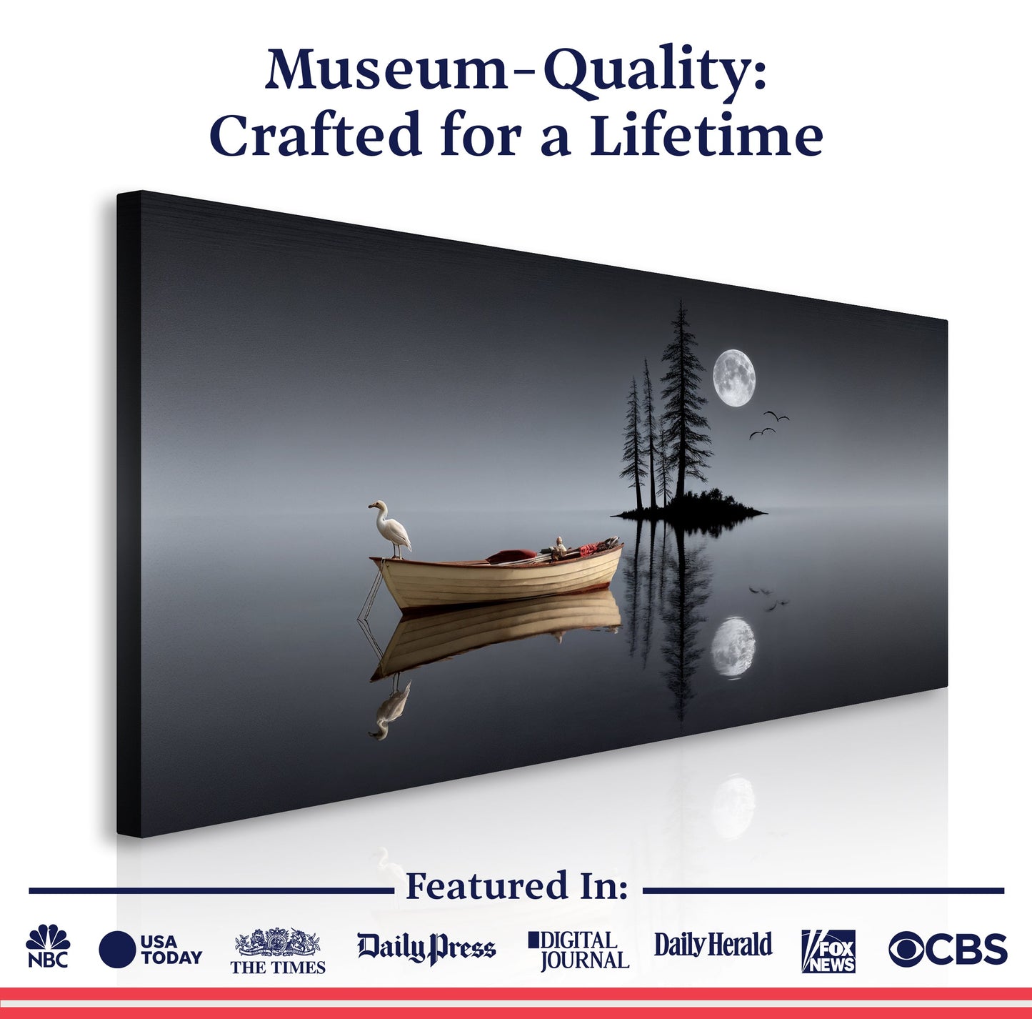 Art mural moderne minimaliste du lac nocturne