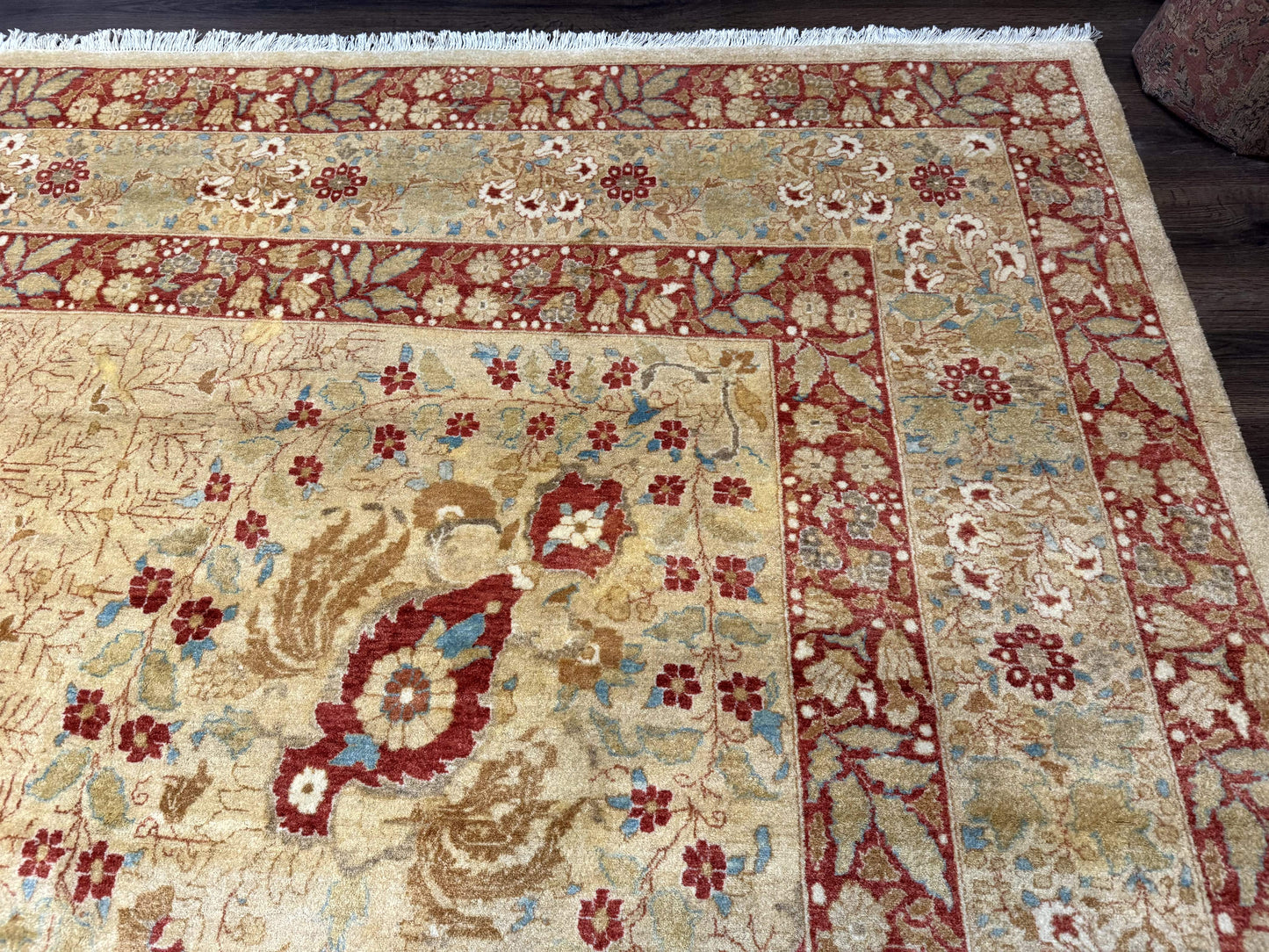 Palace Size Pak Persian Rug 13x17, Haji Jalili Design, Beige and Rust, Wool Hand Knotted, Fine 260 KPSI