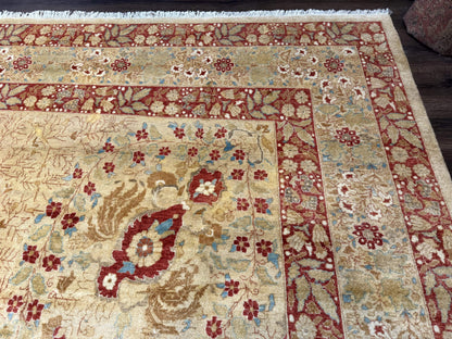 Palace Size Pak Persian Rug 13x17, Haji Jalili Design, Beige and Rust, Wool Hand Knotted, Fine 260 KPSI
