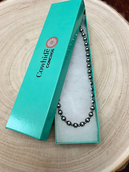 Naszyjnik choker z pereł srebrnych próby 925 o średnicy 6 mm i 3 mm - choker 14 cali