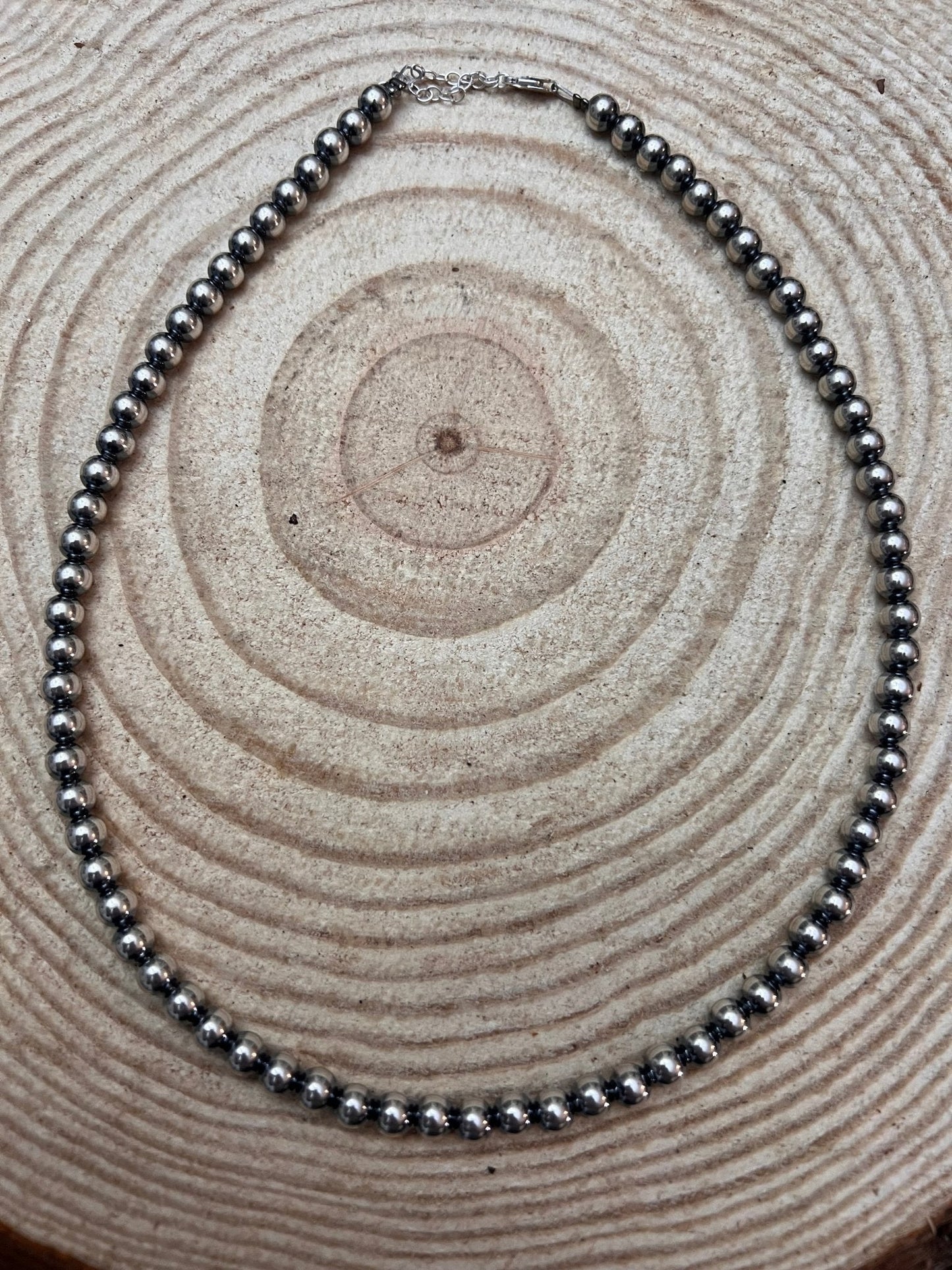 Naszyjnik z pereł sterling 6mm - 18 cali