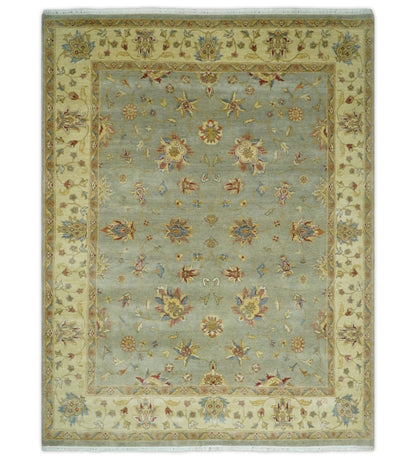6x8 Fine Hand Knotted Silver and Ivory Traditional Vintage Persian Style Antique Wool Rug | AGR30