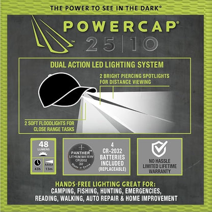 POWERCAP LED Hat Ultra-Bright Hands Free Lighted Battery Powered Headlamp - Stone Unstructured Cotton