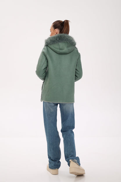 ⇆ Reversible Hooded Wool Blend Jacket