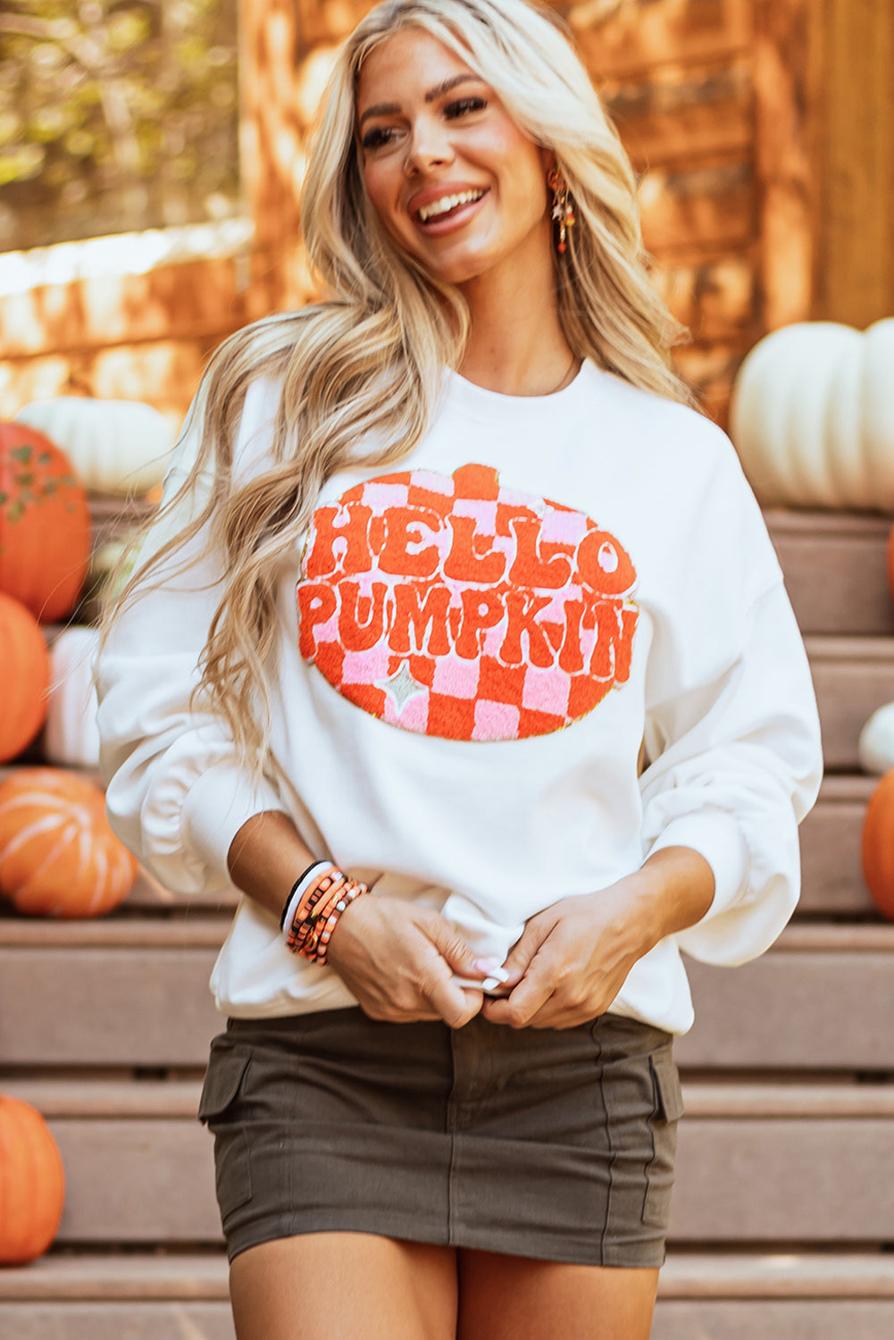 Bluza z kapturem Blair Halloween z łatami i dynią