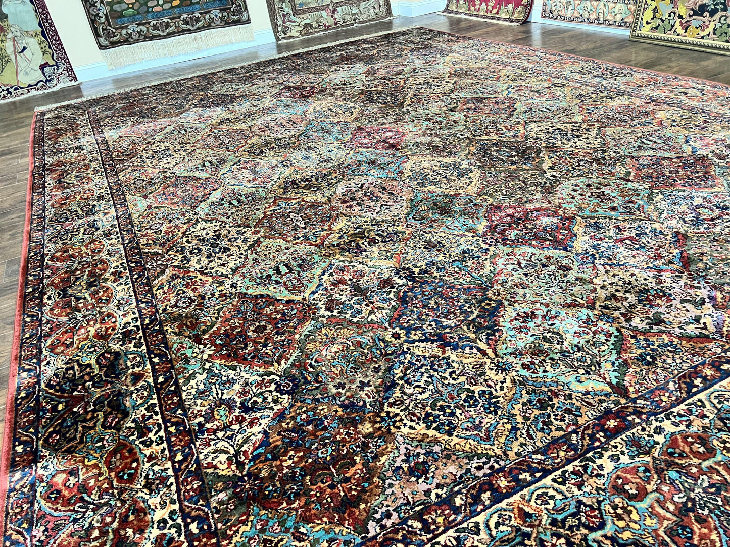 Karastan Multicolor Panel Kirman Rug #717, Wool Karastan Rug 12 x 16, Extra Large Karastan Area Rug, Original Karastan Collection 700 Series