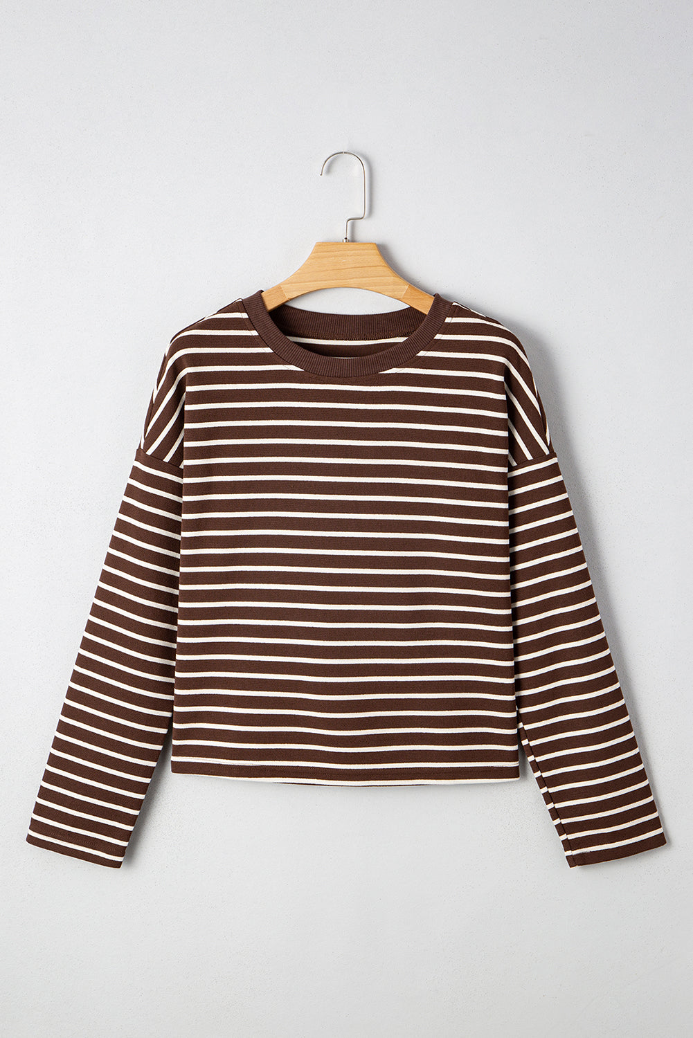 Ember Stripe Geripptes Kurzgeschnittenes Rundhals-Top