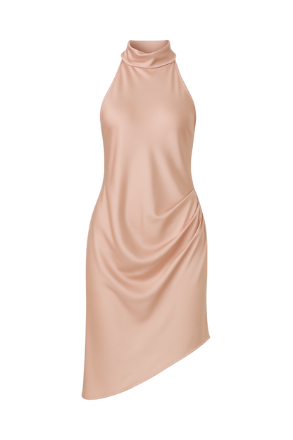 Abito a collo alto in raso Velaa Drape
