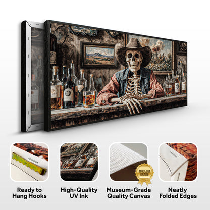 Skeleton Cowboy Barman At Western Saloon Wall Art