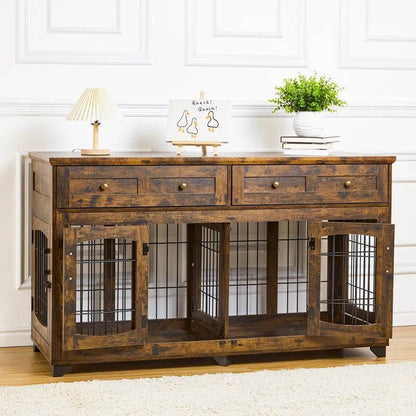 Dog Crate Furniture with Openable Partition