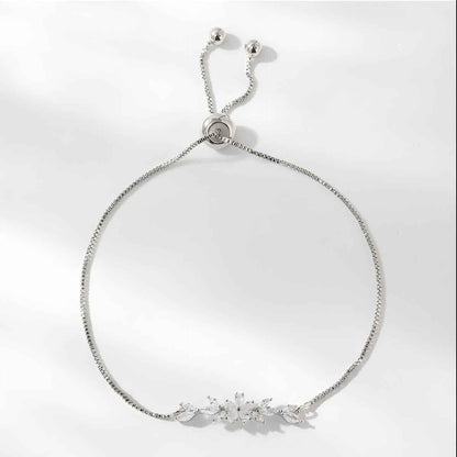 Zircon Flower Leaf Bracelet - Silver & Gold-plated Design for Women's Daily and Holiday Wear