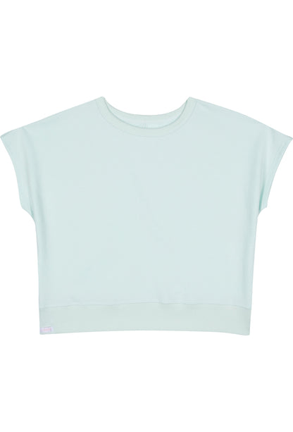 Organiczny bawełniany top typu bateau z frotté - Seaglass Green